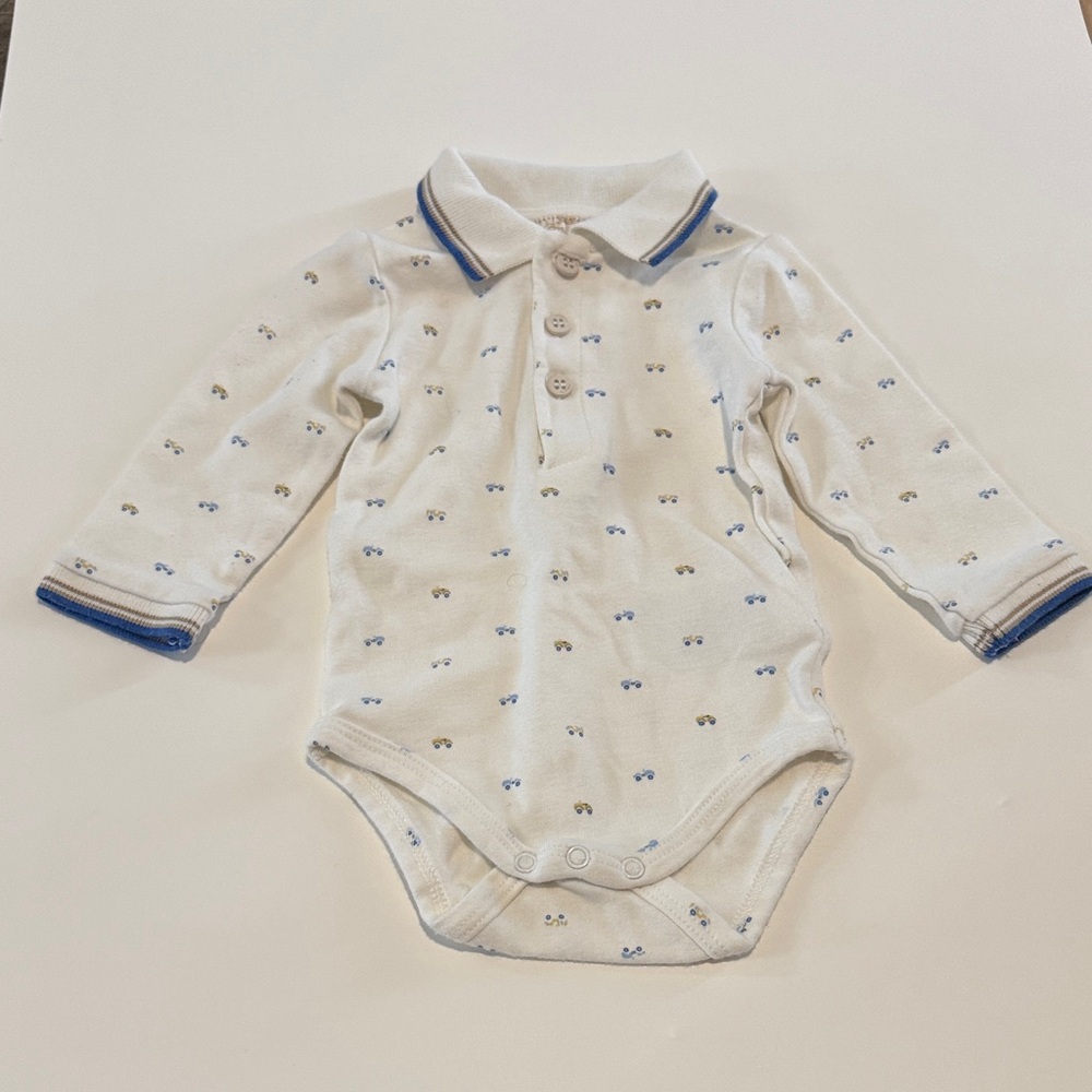 Mayoral White and Blue Patterned Bodysuit
